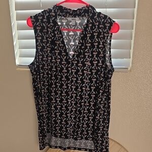 Women's Black Floral Sleeveless Top